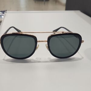 KREWE Black and Gold Aviator Sunglasses